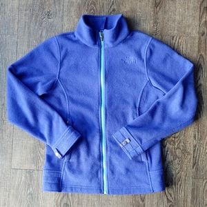 The North Face Denali Full Zip Fleece Girls Jacket Indigo Purple Sz M 10/12 Teal